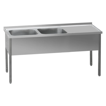Stůl mycí 160x60x90 - 2x dřez 40x50x30 odkapávací plocha pravá | REDFOX - MSDOP 6016